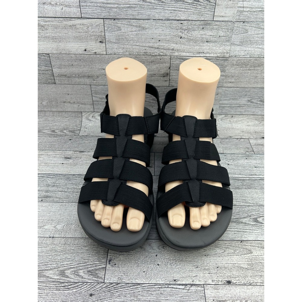 Clarks Cloudsteppers Arla Glison Black Strappy Gladiator Sandals Women Sz 10M